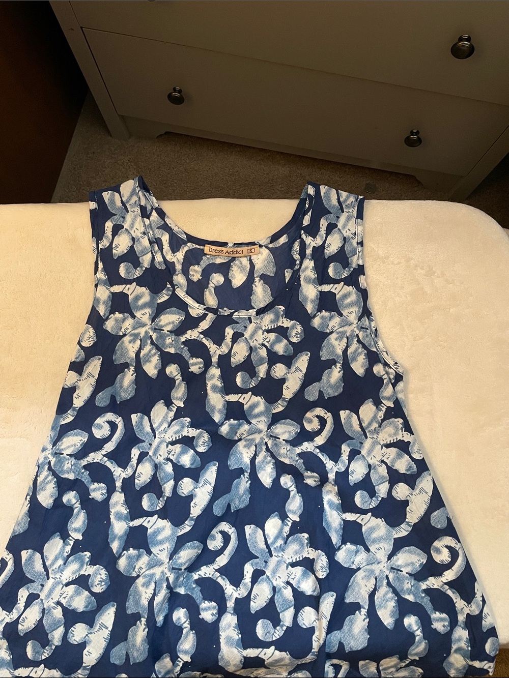 Dress Addict Navy Blue Floral Tank Top